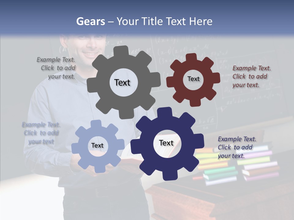 Cheerful Man Desk PowerPoint Template