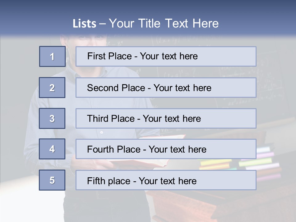 Cheerful Man Desk PowerPoint Template