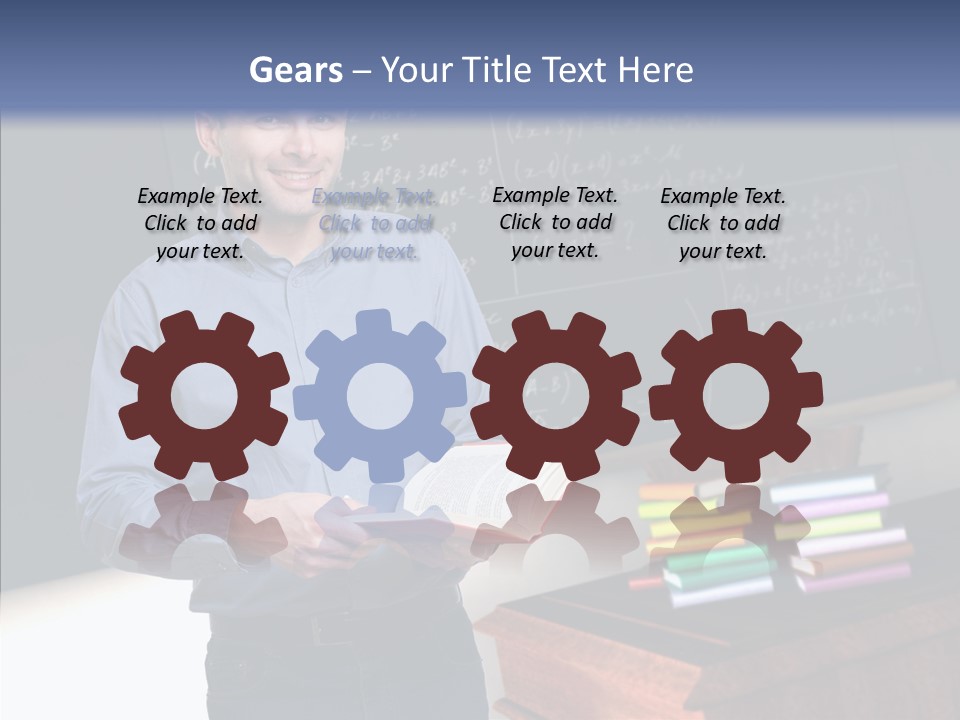 Cheerful Man Desk PowerPoint Template