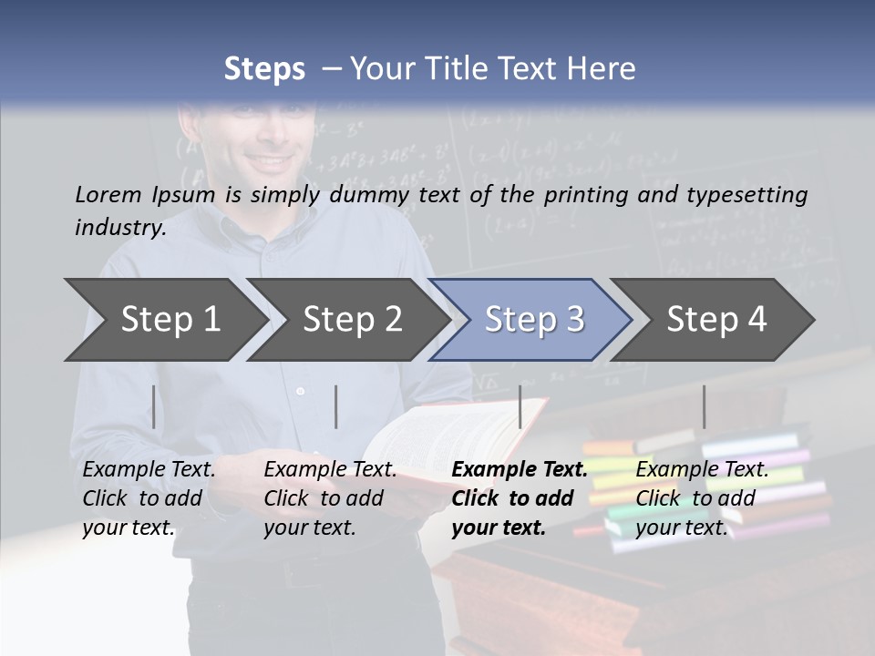Cheerful Man Desk PowerPoint Template