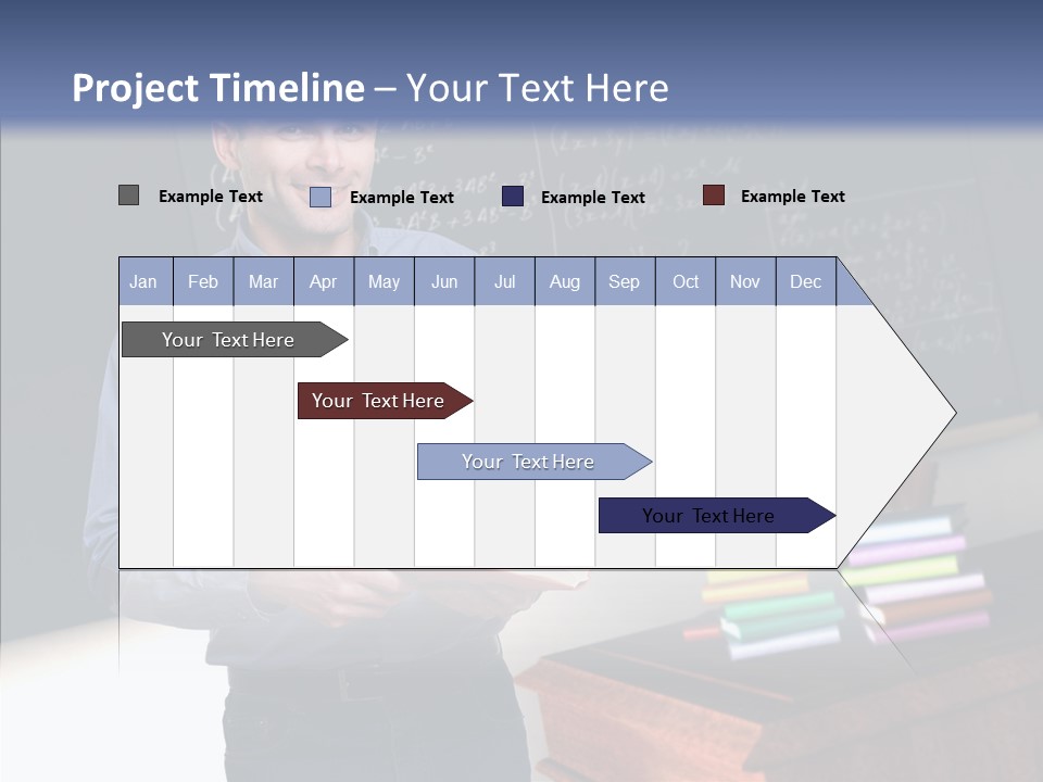 Cheerful Man Desk PowerPoint Template