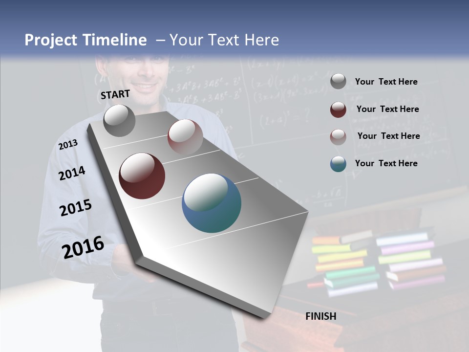 Cheerful Man Desk PowerPoint Template