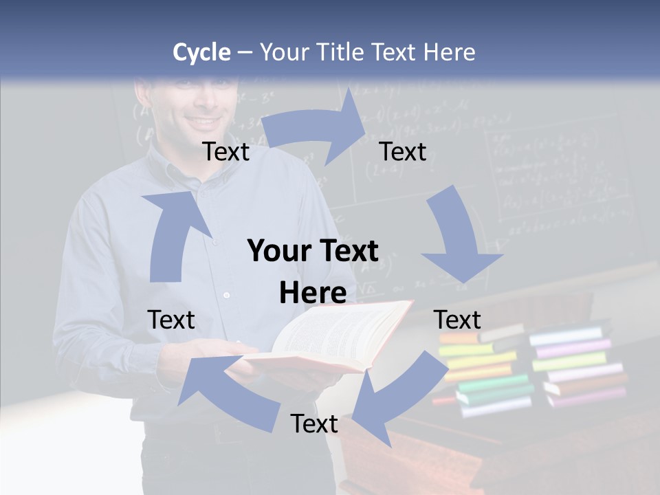 Cheerful Man Desk PowerPoint Template