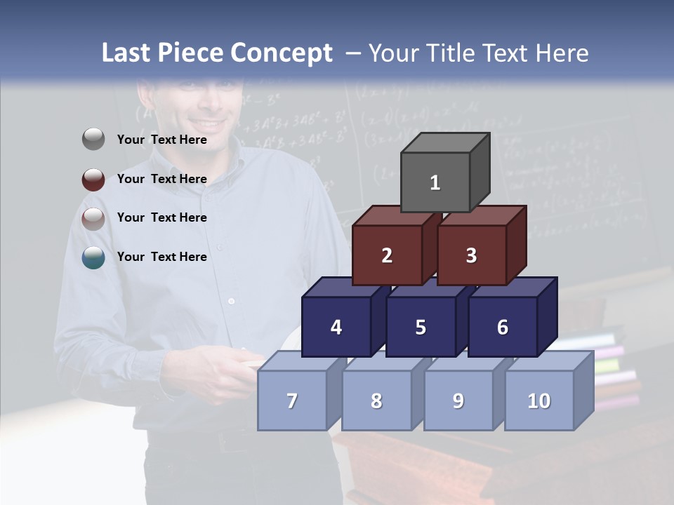 Cheerful Man Desk PowerPoint Template