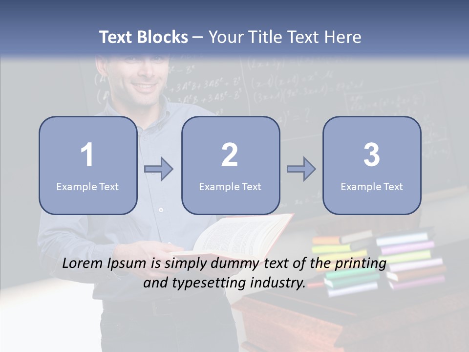 Cheerful Man Desk PowerPoint Template