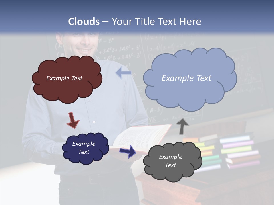 Cheerful Man Desk PowerPoint Template