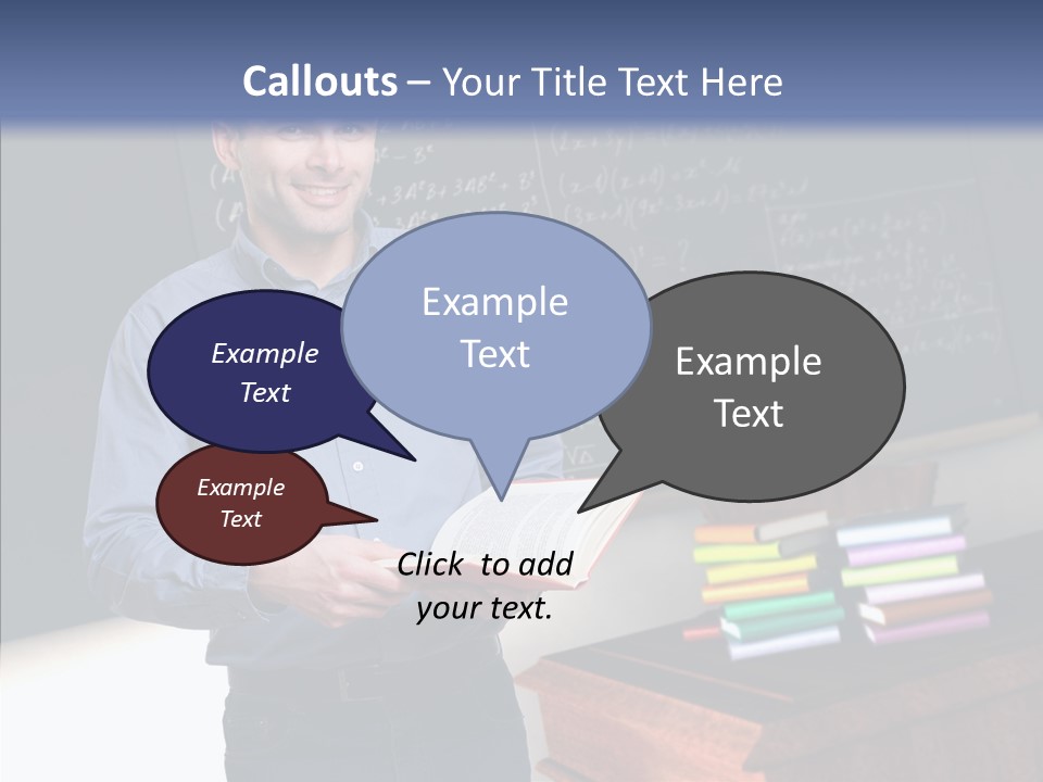 Cheerful Man Desk PowerPoint Template