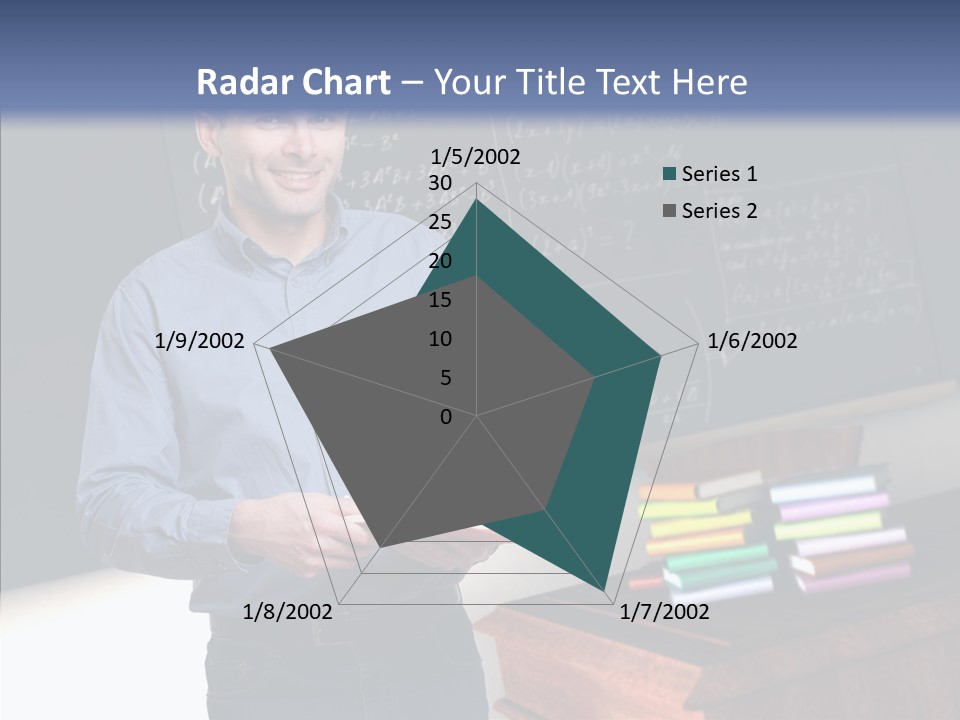 Cheerful Man Desk PowerPoint Template
