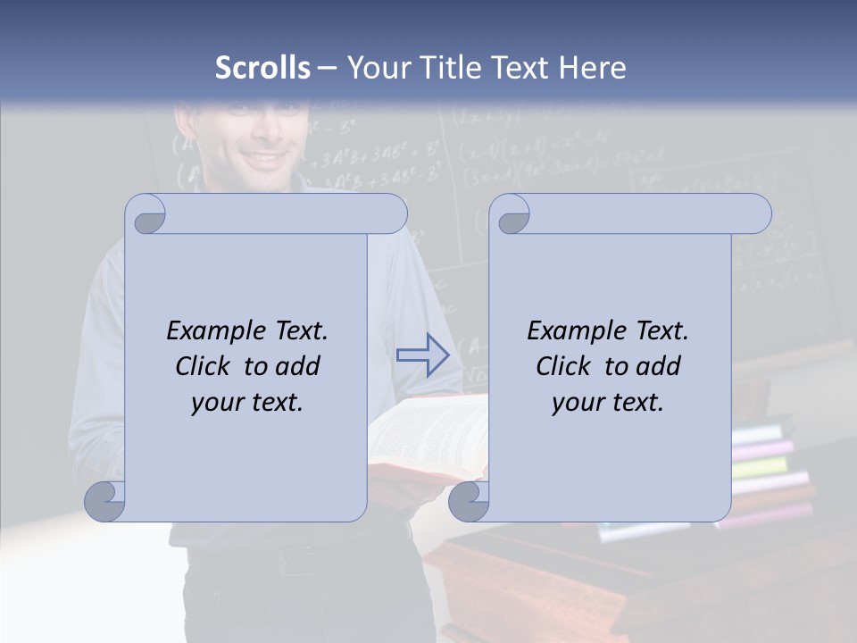 Cheerful Man Desk PowerPoint Template