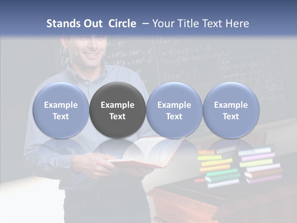 Cheerful Man Desk PowerPoint Template