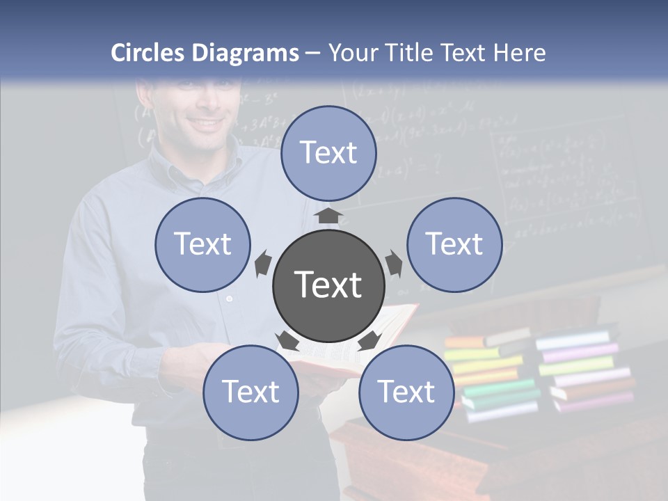 Cheerful Man Desk PowerPoint Template