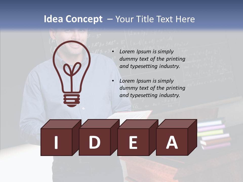 Cheerful Man Desk PowerPoint Template