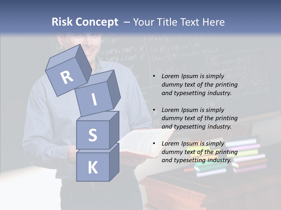 Cheerful Man Desk PowerPoint Template