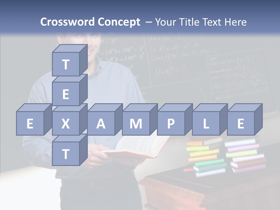 Cheerful Man Desk PowerPoint Template