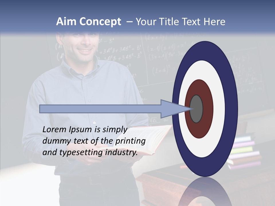 Cheerful Man Desk PowerPoint Template