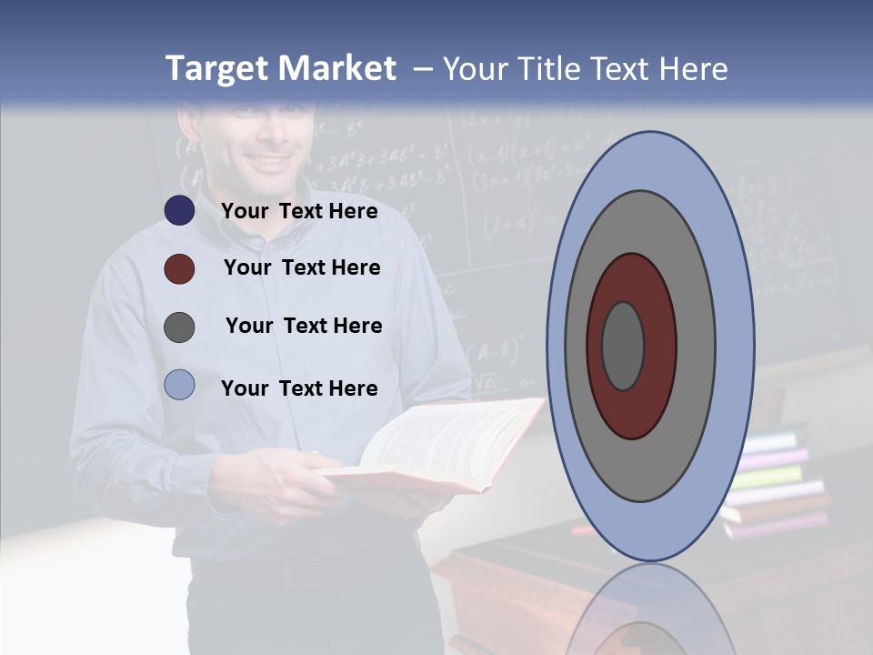 Cheerful Man Desk PowerPoint Template