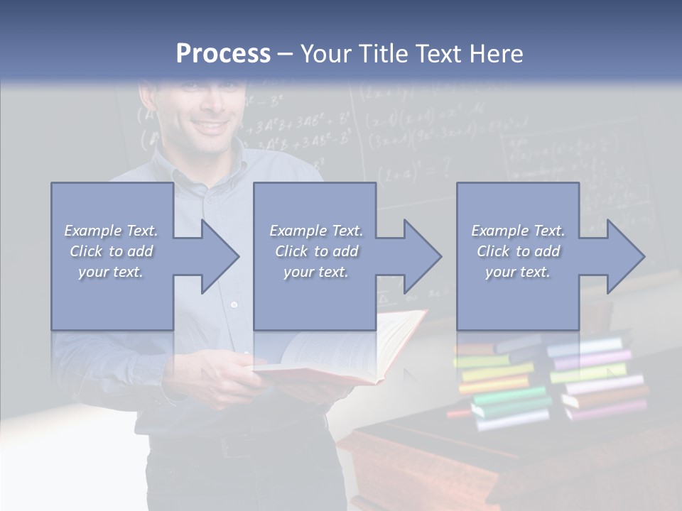 Cheerful Man Desk PowerPoint Template