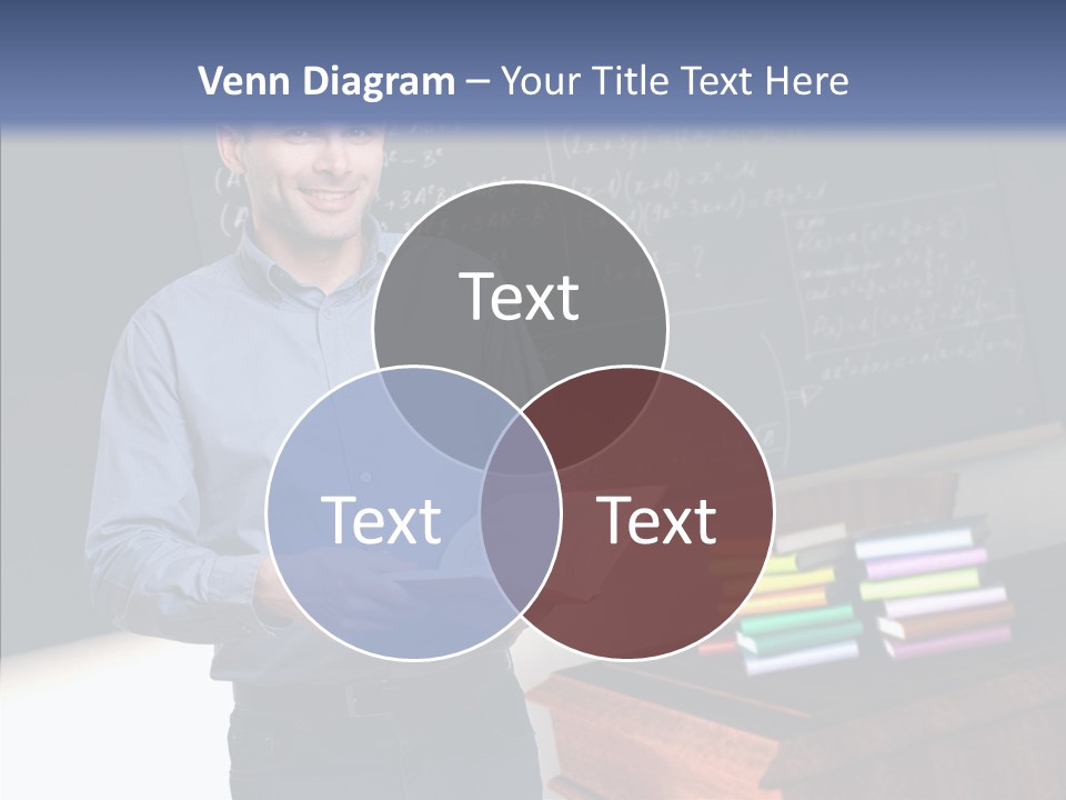 Cheerful Man Desk PowerPoint Template