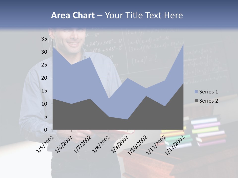 Cheerful Man Desk PowerPoint Template