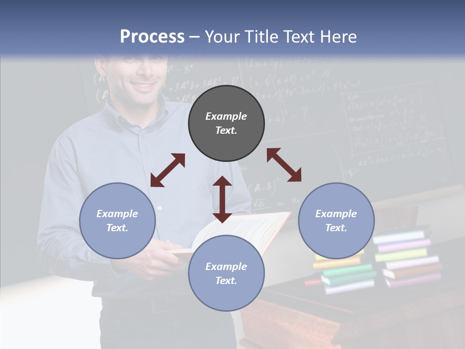 Cheerful Man Desk PowerPoint Template