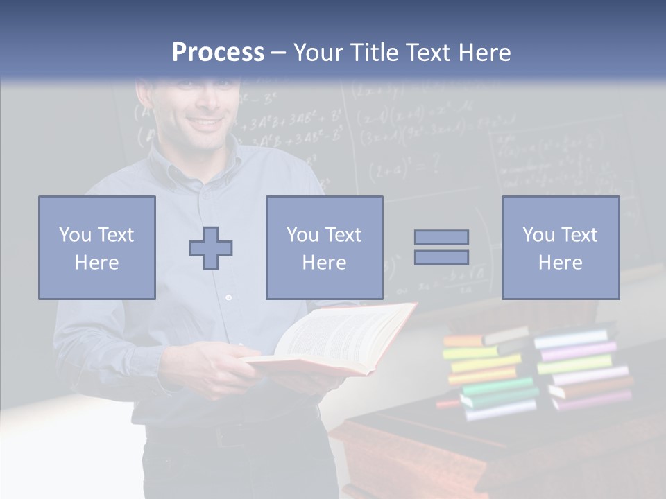 Cheerful Man Desk PowerPoint Template