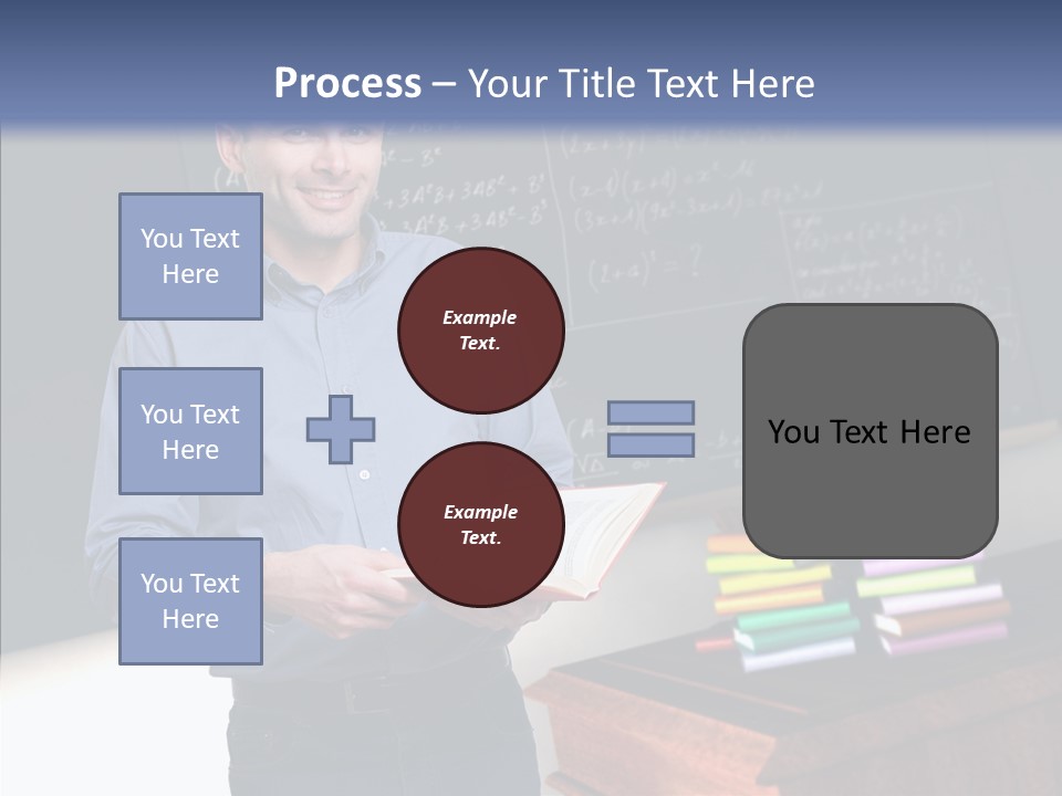Cheerful Man Desk PowerPoint Template