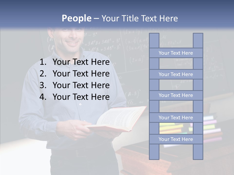 Cheerful Man Desk PowerPoint Template