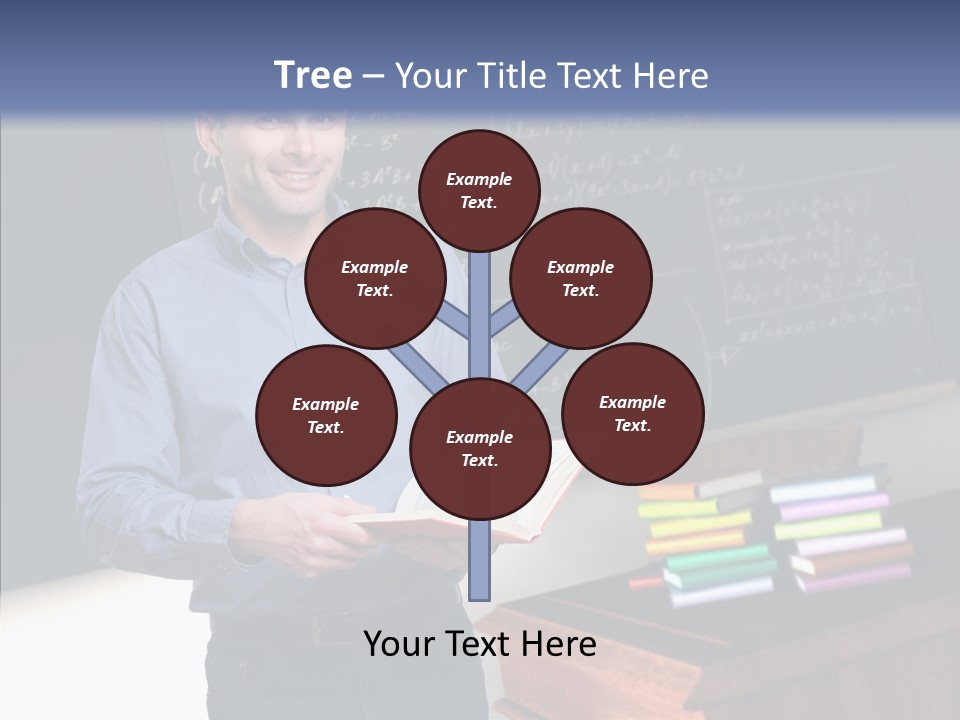 Cheerful Man Desk PowerPoint Template