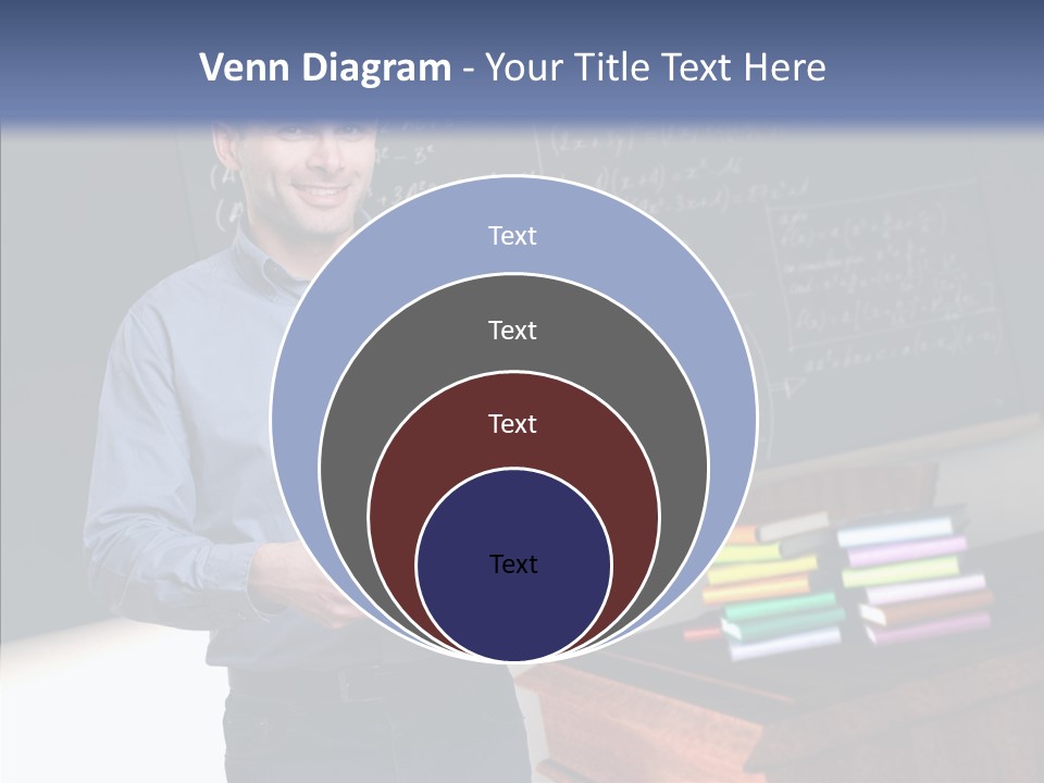 Cheerful Man Desk PowerPoint Template