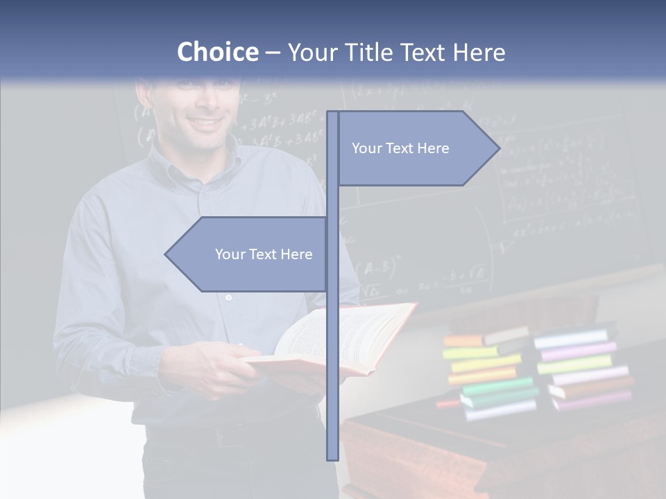 Cheerful Man Desk PowerPoint Template
