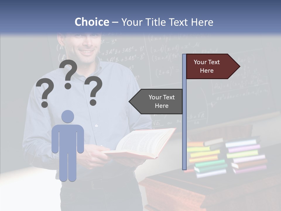 Cheerful Man Desk PowerPoint Template