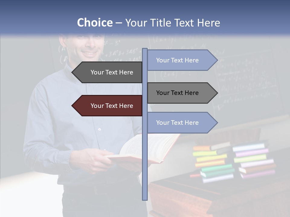 Cheerful Man Desk PowerPoint Template