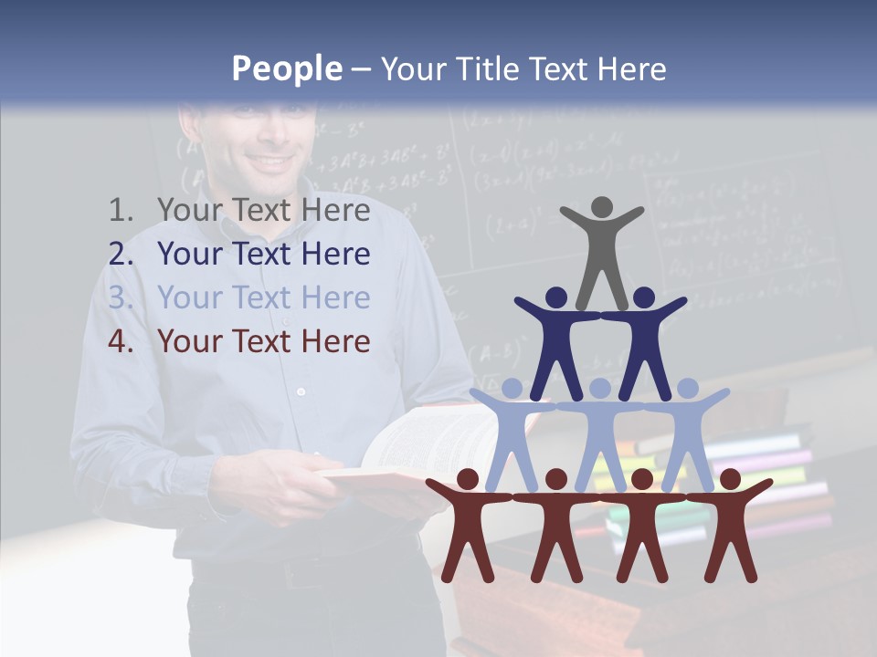 Cheerful Man Desk PowerPoint Template