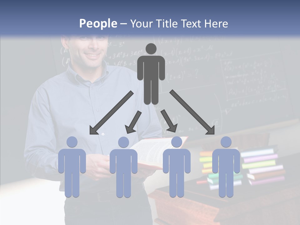 Cheerful Man Desk PowerPoint Template