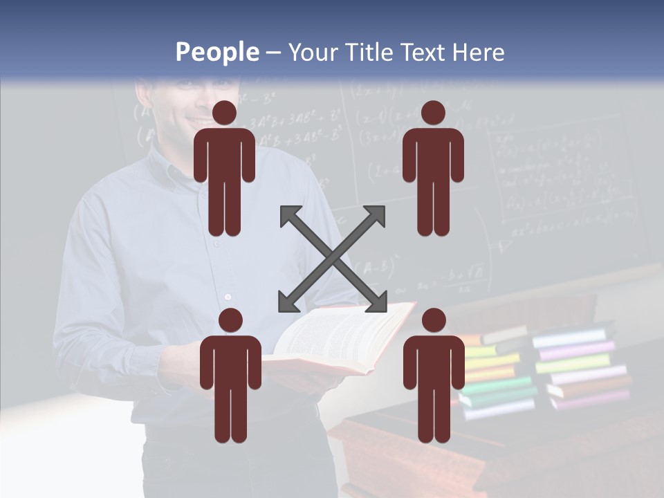 Cheerful Man Desk PowerPoint Template