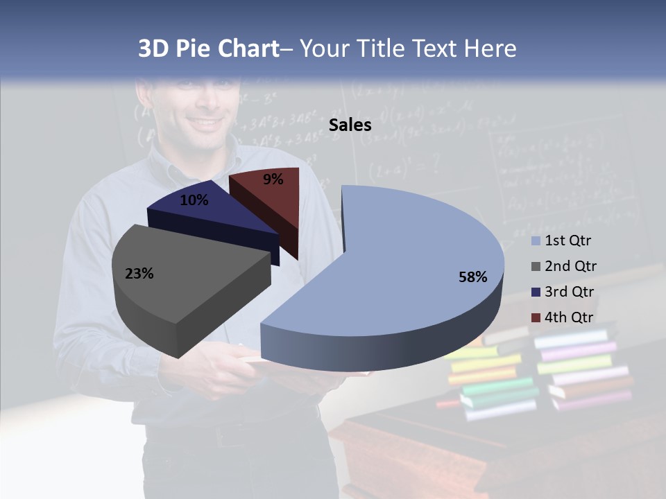 Cheerful Man Desk PowerPoint Template