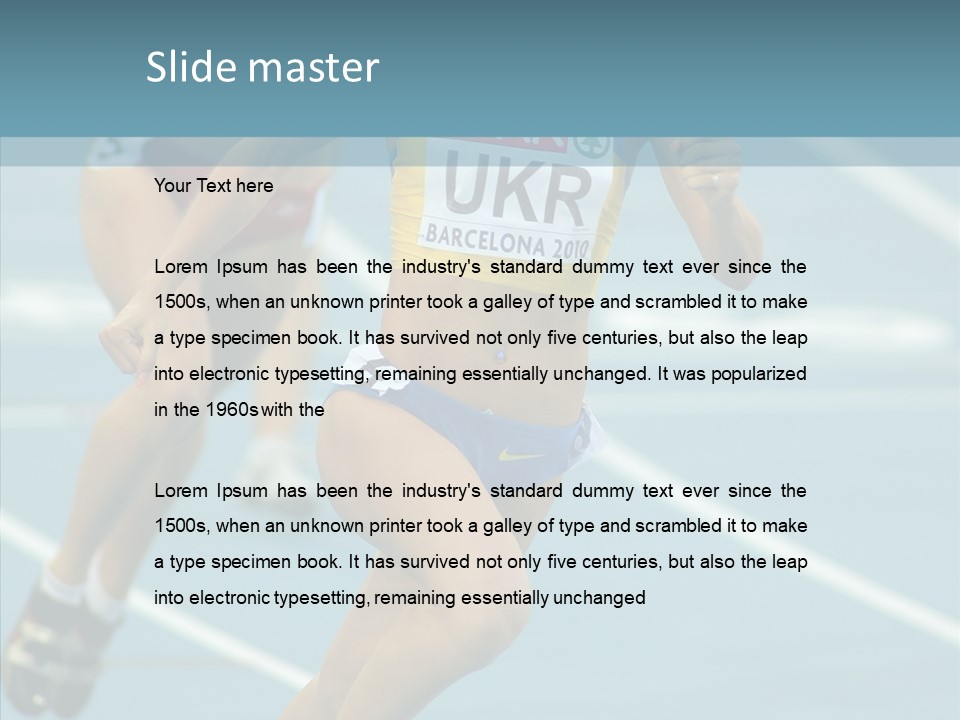 Runner Metres Gold PowerPoint Template
