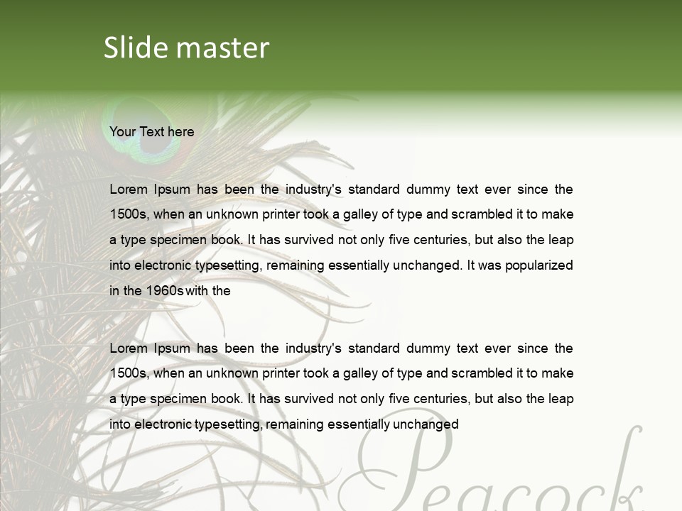 Green Tail Male PowerPoint Template