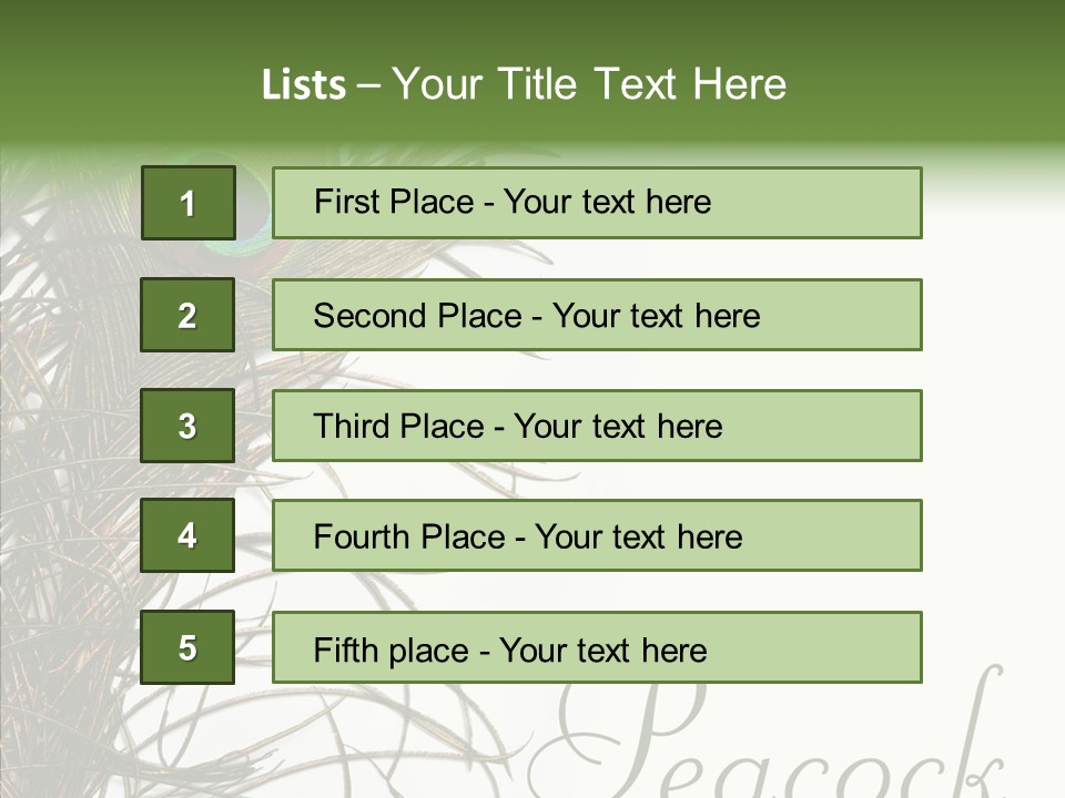 Green Tail Male PowerPoint Template