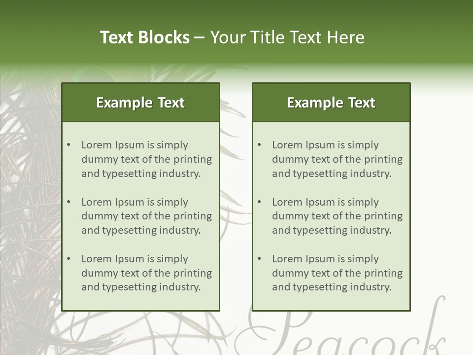 Green Tail Male PowerPoint Template