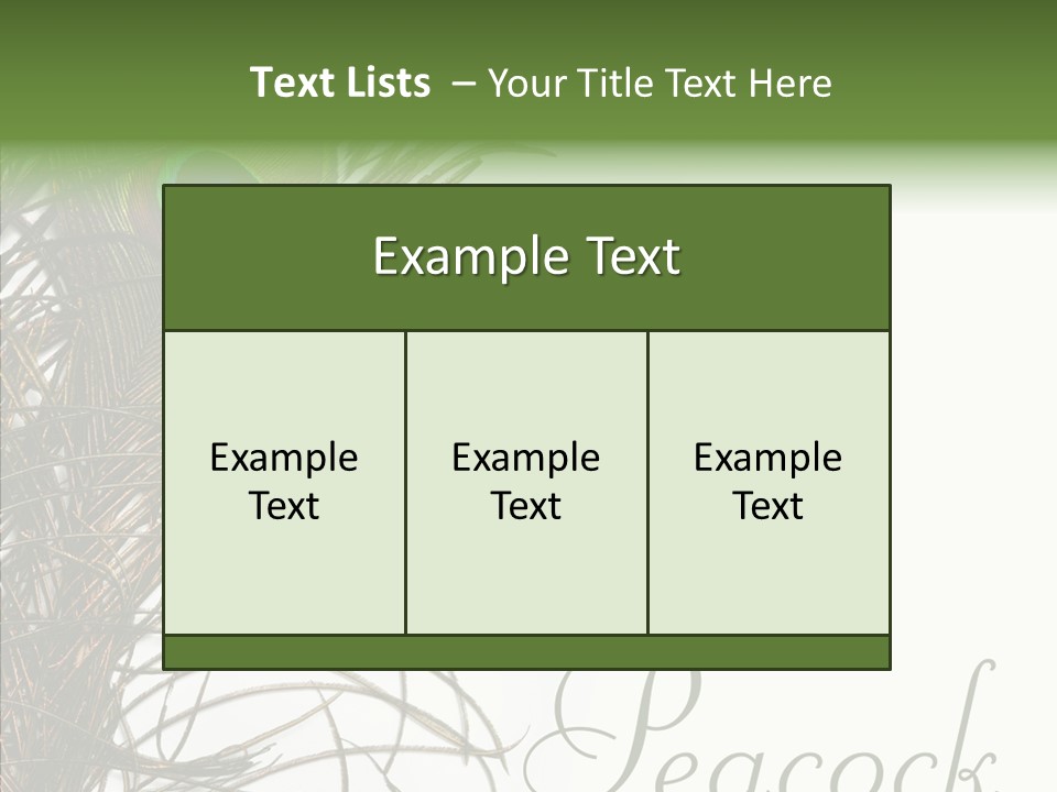 Green Tail Male PowerPoint Template