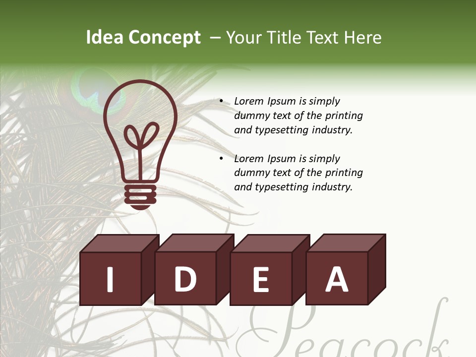 Green Tail Male PowerPoint Template