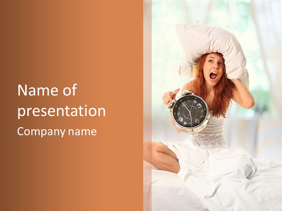 Female White Ring PowerPoint Template