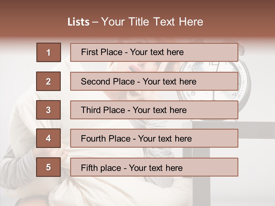 Caucasian Clock Bedding PowerPoint Template