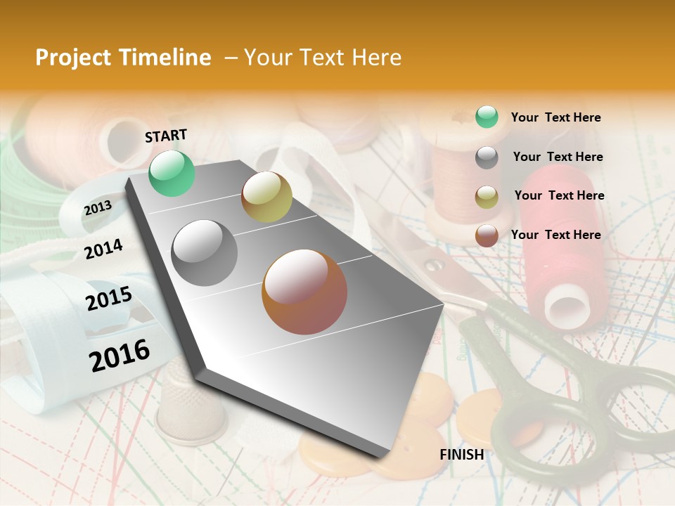 Line Color Scissors PowerPoint Template
