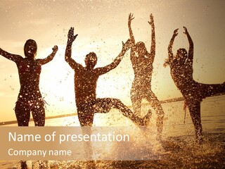 Young Weekend Jumping PowerPoint Template