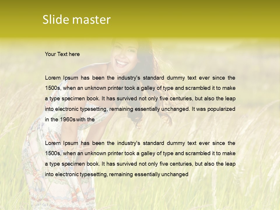 Toothy Joyful Brunette PowerPoint Template