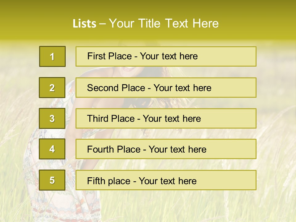 Toothy Joyful Brunette PowerPoint Template