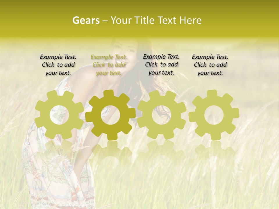 Toothy Joyful Brunette PowerPoint Template