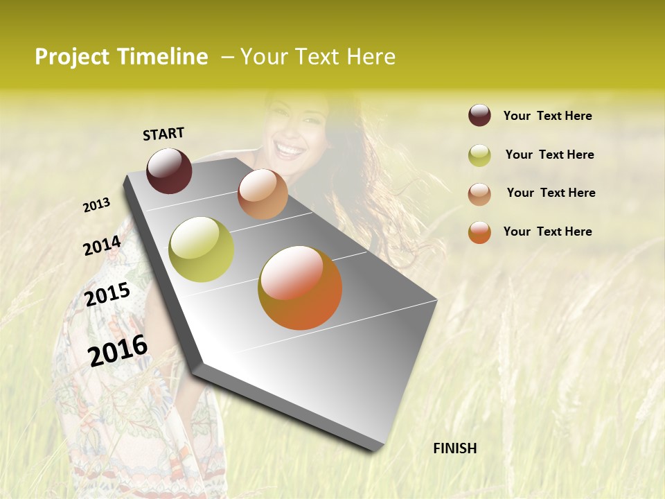 Toothy Joyful Brunette PowerPoint Template